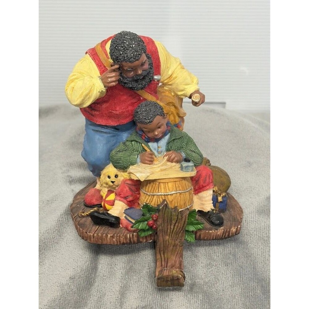Vintage African American Santa Stocking Holder Hanger Christmas